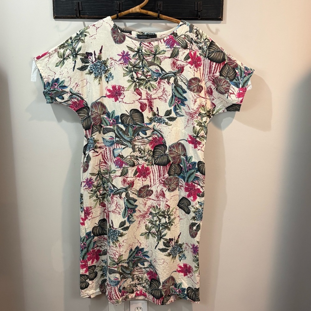 Zanzea Collection Tropical Floral Cotton Midi Dress with Pockets Size Large
